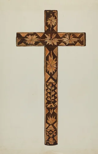 Straw Inlay Cross by Margery Parish, index of american design, 1937