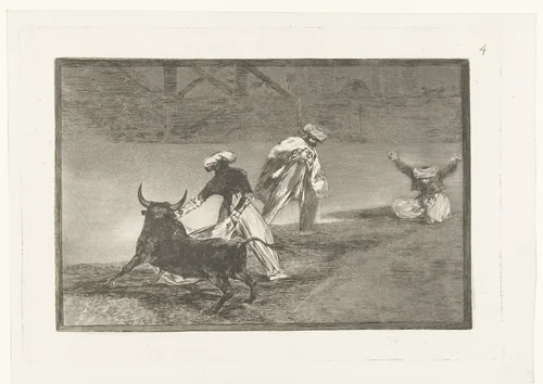 Stierenvechters in een arena by Francisco de Goya, print, 1811-1816