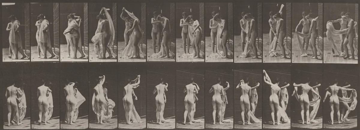 Plate Number 428. Woman disrobing another by Eadweard Muybridge, photograph, 1887