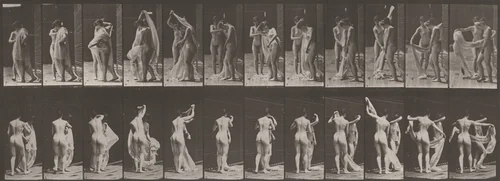Plate Number 428. Woman disrobing another by Eadweard Muybridge, photograph, 1887