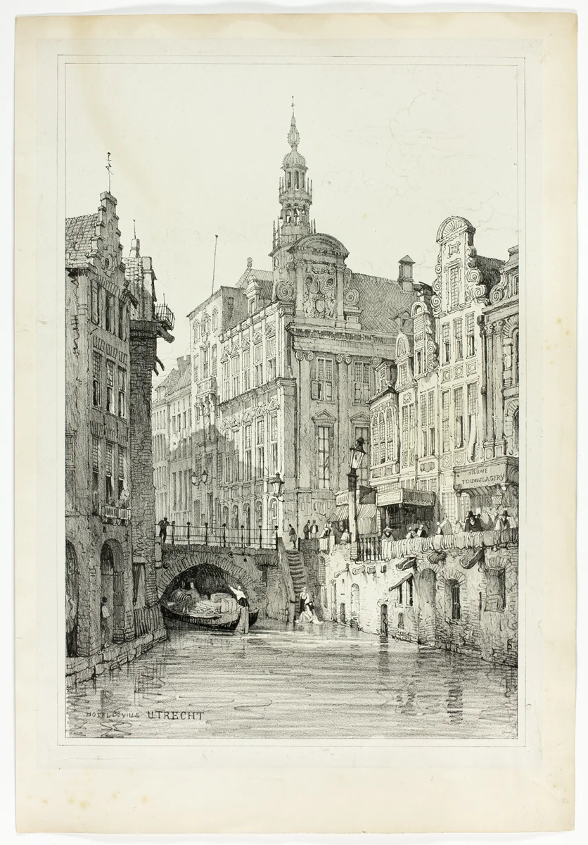 Hotel de Ville, Utrecht, from Facsimiles of Sketches made in Flanders and Germany by Samuel Prout, print, 1833
