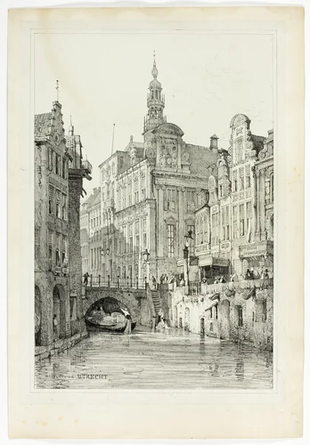 Hotel de Ville, Utrecht, from Facsimiles of Sketches made in Flanders and Germany by Samuel Prout, print, 1833