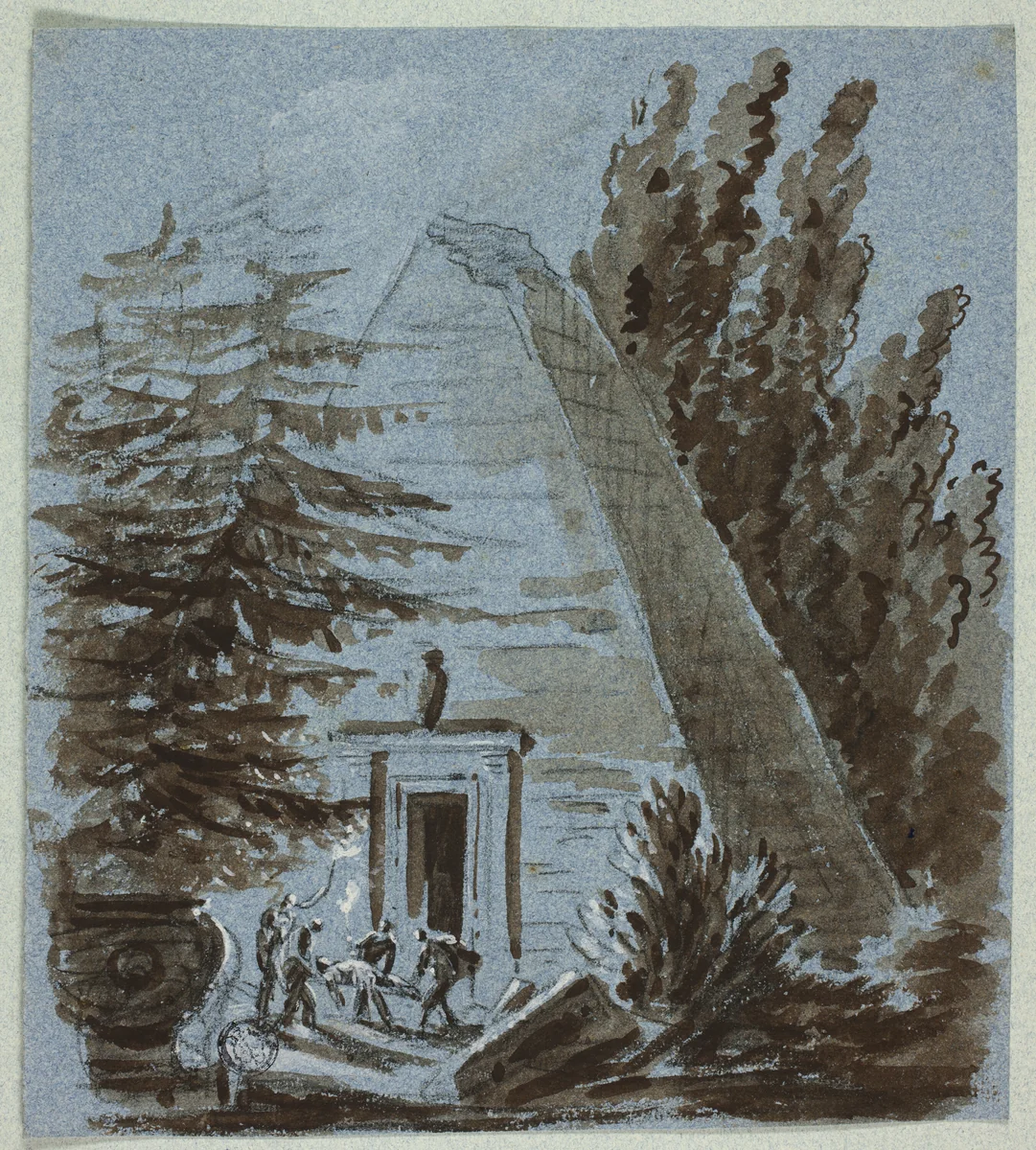 Nocturnal Burial Near Pyramid by Philibert Louis Debucourt, drawing, 1775-1832
