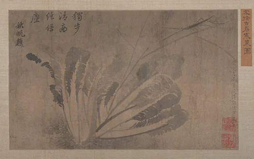 Cabbage and Insects by Xü Daoguang, painting, 1200-1299