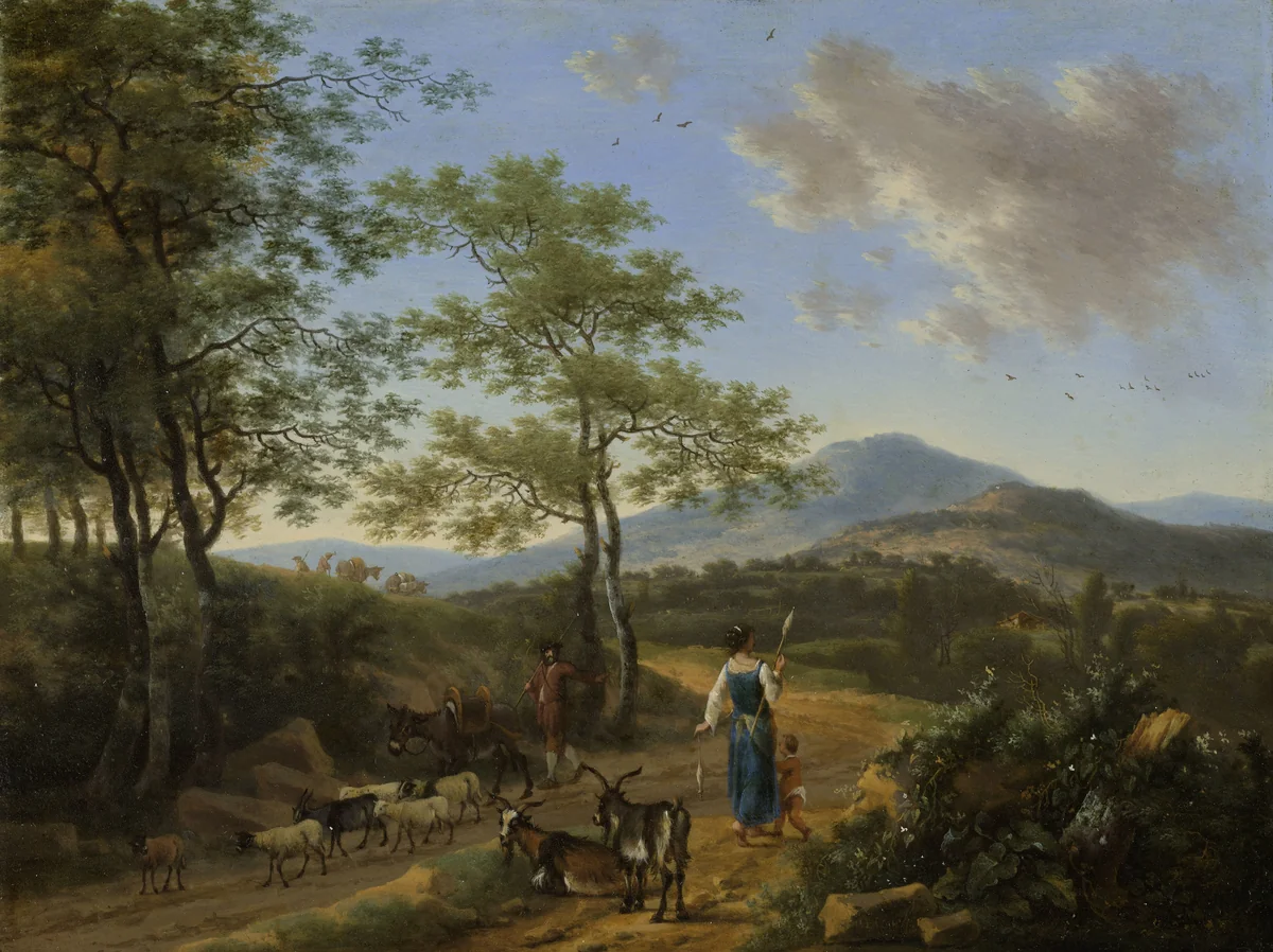 Italian Landscape with Herdsmen by Willem de Heusch, painting, 1650-1692