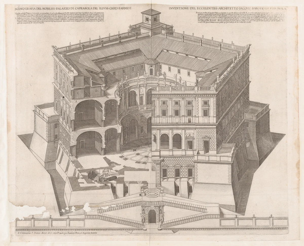 Farnese Palace, from "Speculum Romanae Magnificentiae" by Francesco Villamena, print, 1570-1624