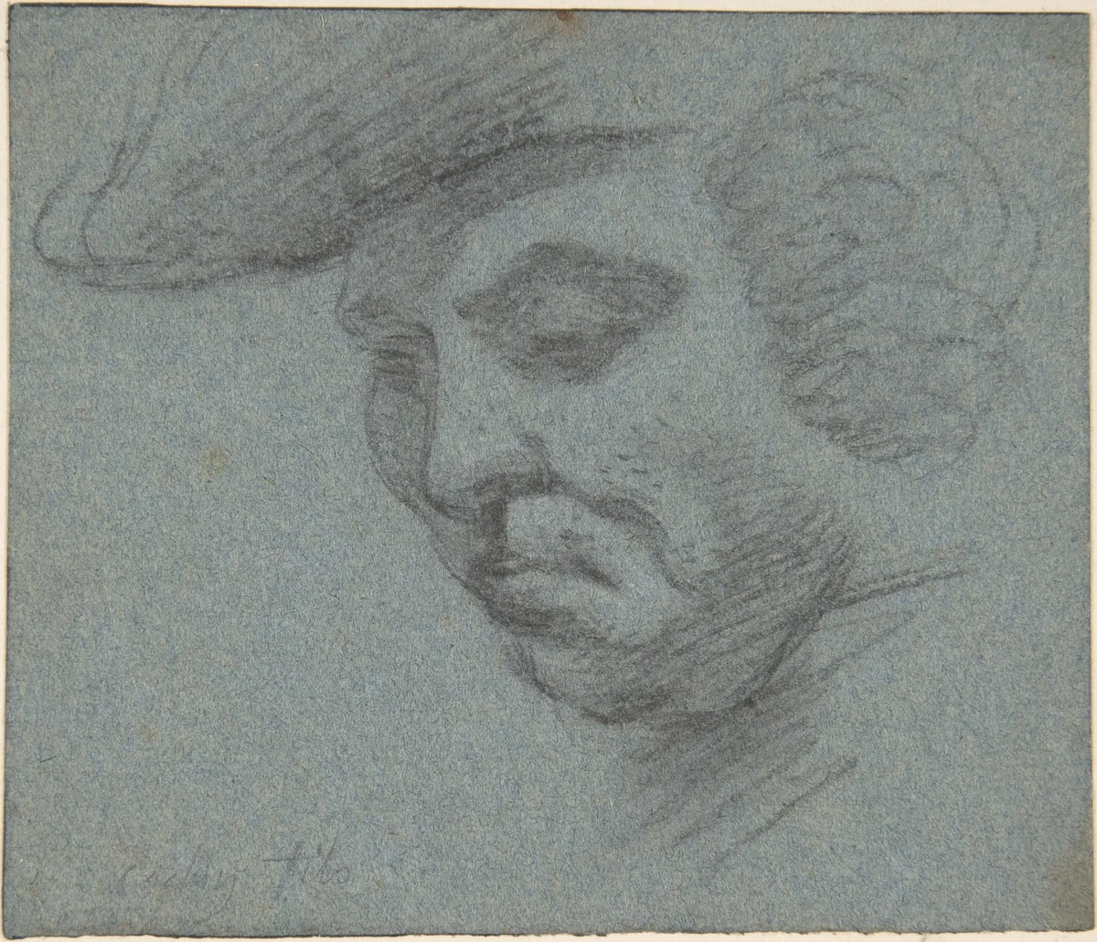 Head of Man Facing Left by Charles Nicolas Cochin II, drawing, 1730-1790