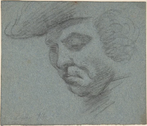 Head of Man Facing Left by Charles Nicolas Cochin II, drawing, 1730-1790