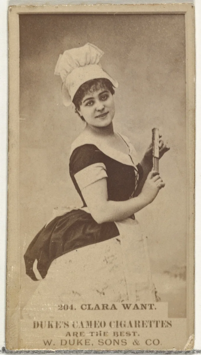 Card Number 204, Clara Want, from the Actors and Actresses series (N145-5) issued by Duke Sons & Co. to promote Cameo Cigarettes by W. Duke, Sons & Co., photograph, 1880-1889