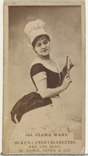 Card Number 204, Clara Want, from the Actors and Actresses series (N145-5) issued by Duke Sons & Co. to promote Cameo Cigarettes by W. Duke, Sons & Co., photograph, 1880-1889