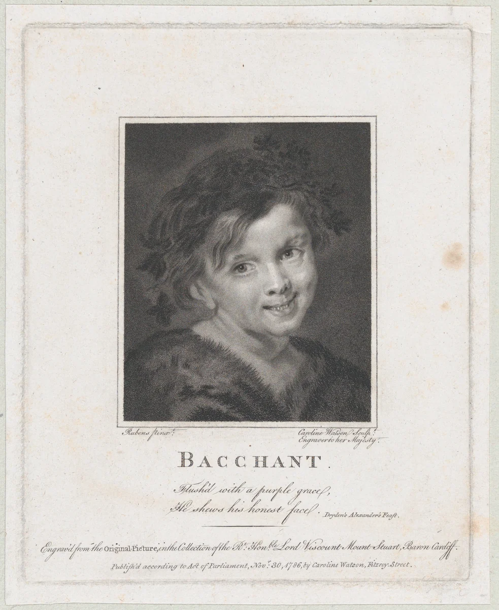 Young Bacchus by Caroline Watson, print, 1786