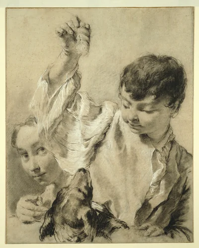 Giacomo Feeding a Dog by Giovanni Battista Piazzetta, drawing, 1738-1739