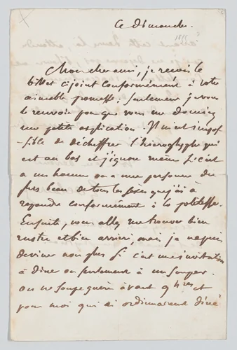 Letter to Théophile Gautier by Eugène Delacroix, other, 1847-1863
