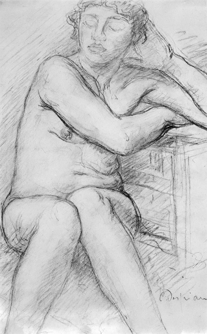 Seated Nude by Charles Despiau, drawing