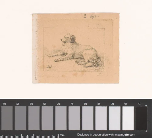 Liggende spaniël by Eugène Verboeckhoven, print, 1830