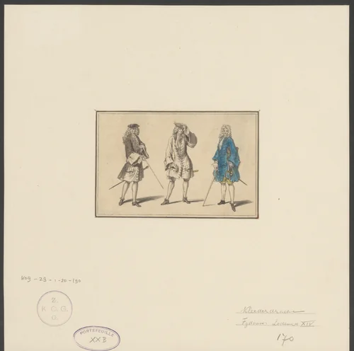 Verschillende modieuze houdingen van een man by Bernard Picart, print, 1704