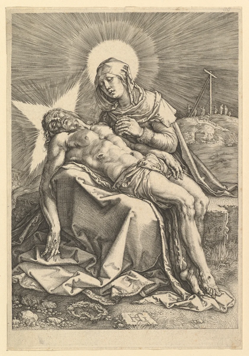 Pietà by Hendrick Goltzius, print, 1596