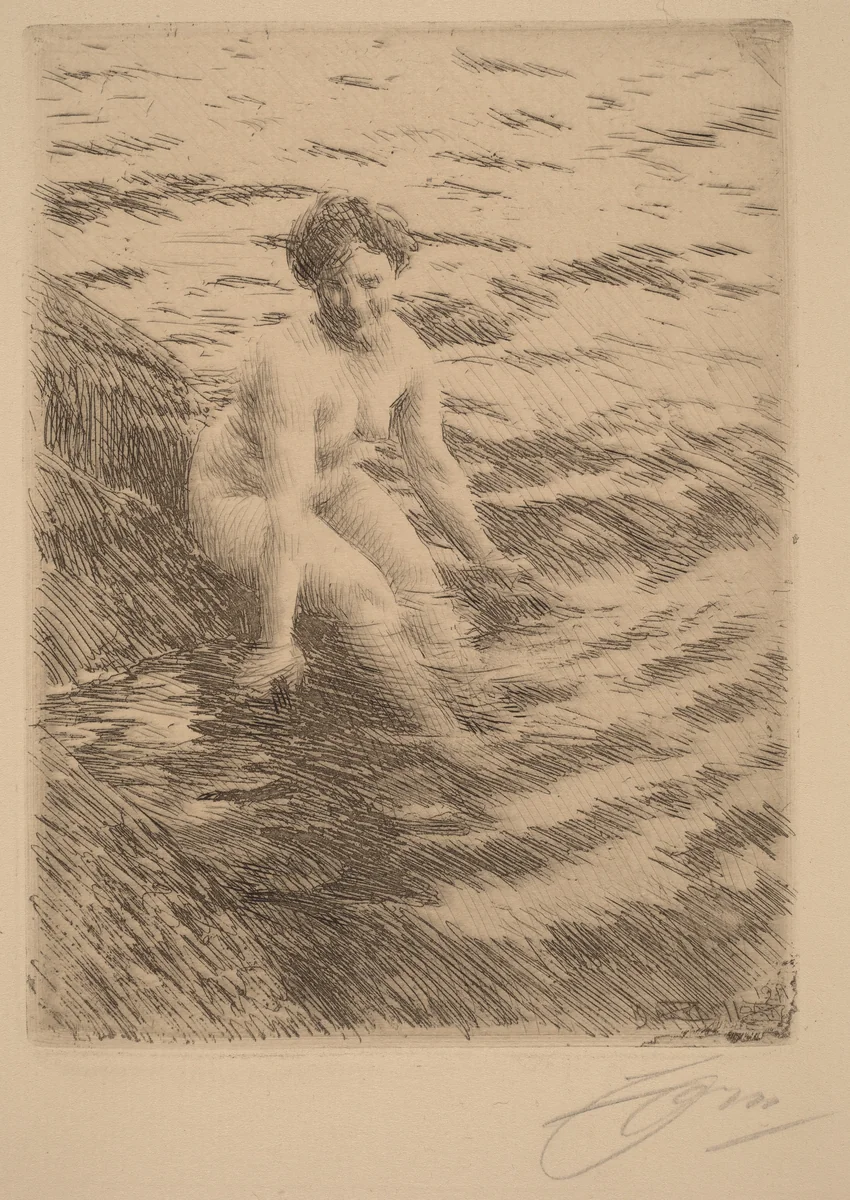 Wet by Anders Zorn, print, 1911