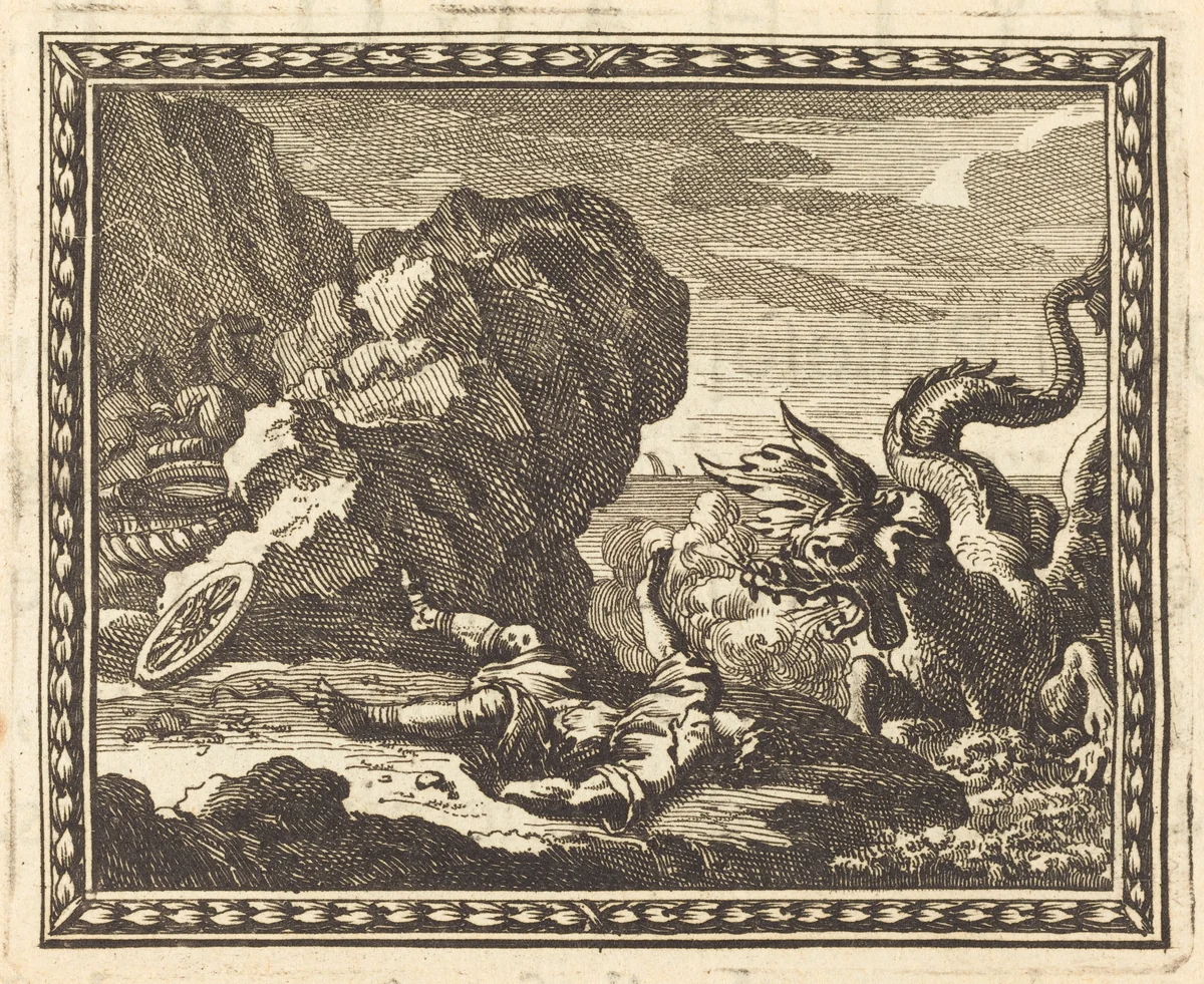 Hippolytus and the Sea Monster by Jean Lepautre, print, 1676