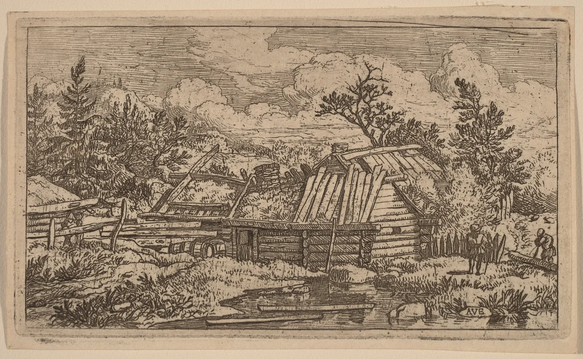 Two Beams Floating in the Water by Allart van Everdingen, print, 1645-1656