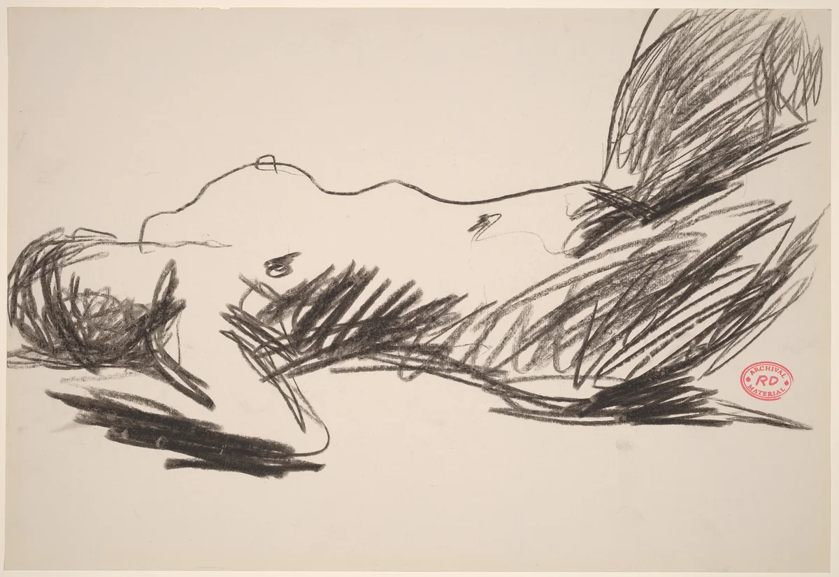 Untitled [side view of sleeping female nude] by Richard Diebenkorn, drawing, 1955-1967