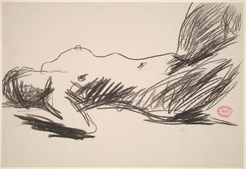 Untitled [side view of sleeping female nude] by Richard Diebenkorn, drawing, 1955-1967
