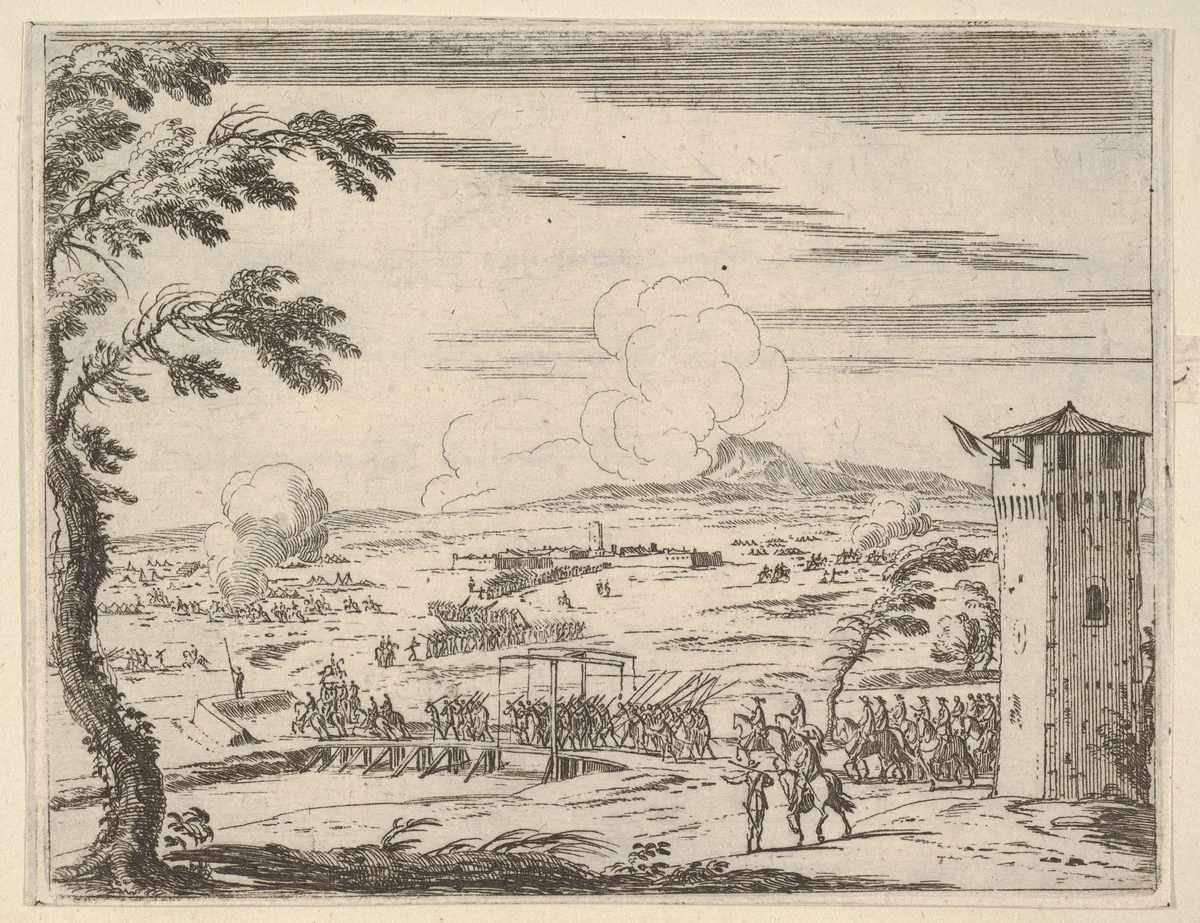 Francesco I d'Este Protects the Piazza di Nonantola Against the Marchesa Mattei with a Small Number of People and a Great Loss of Ecclesiastics, from "L'Idea di un Principe ed Eroe Cristiano in Francesco I d'Este, di Modena e Reggio Duca VIII [...]" by Bartolomeo Fenice, print, 1659