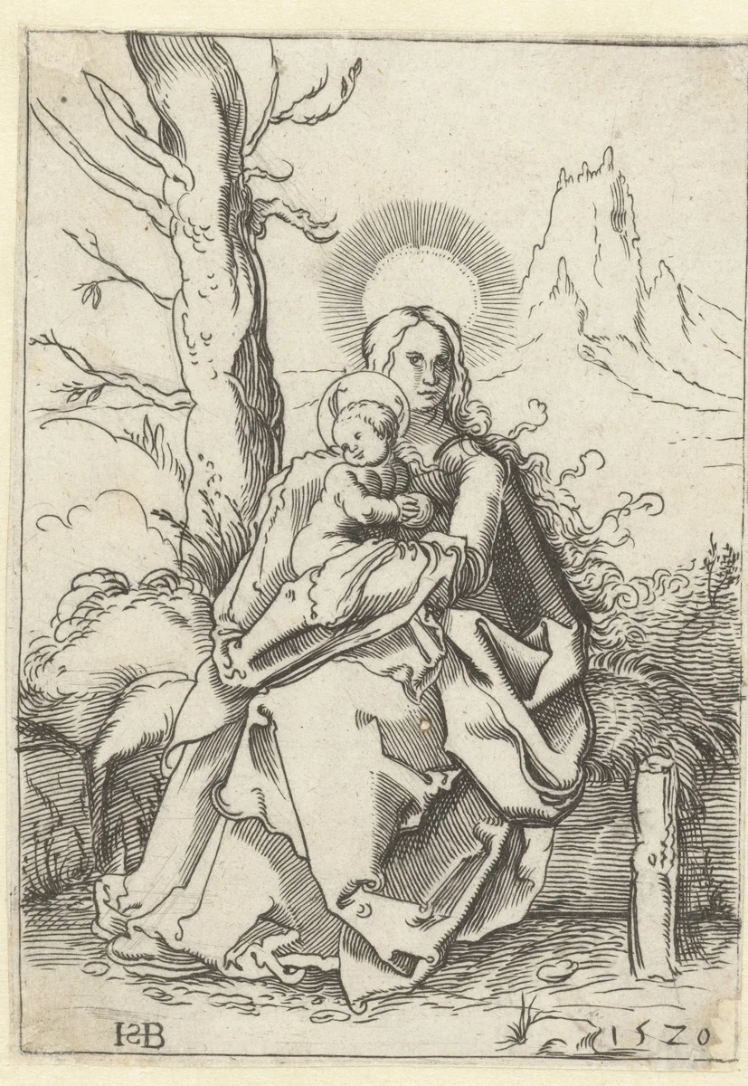 Maria met kind met appel by Unknown, print, 1520
