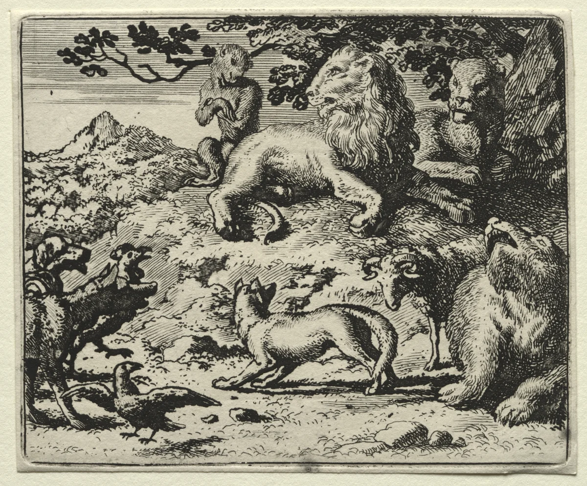Reynard the Fox: The Animals Complain of Reynard's Pardon by Allart van Everdingen, print, 1650-1675