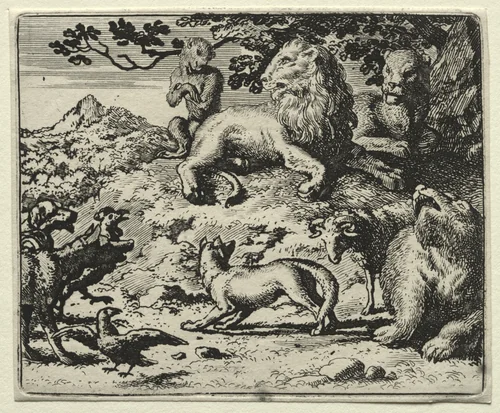 Reynard the Fox: The Animals Complain of Reynard's Pardon by Allart van Everdingen, print, 1650-1675
