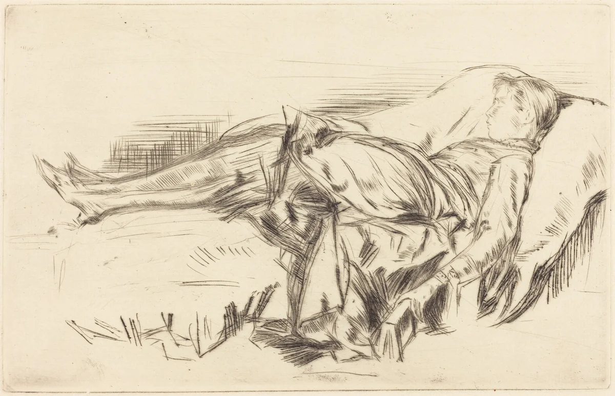 A Child on a Couch, No.2 by James McNeill Whistler, print, 1873-1875