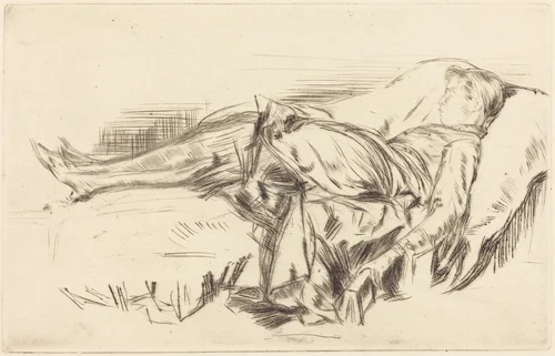 A Child on a Couch, No.2 by James McNeill Whistler, print, 1873-1875