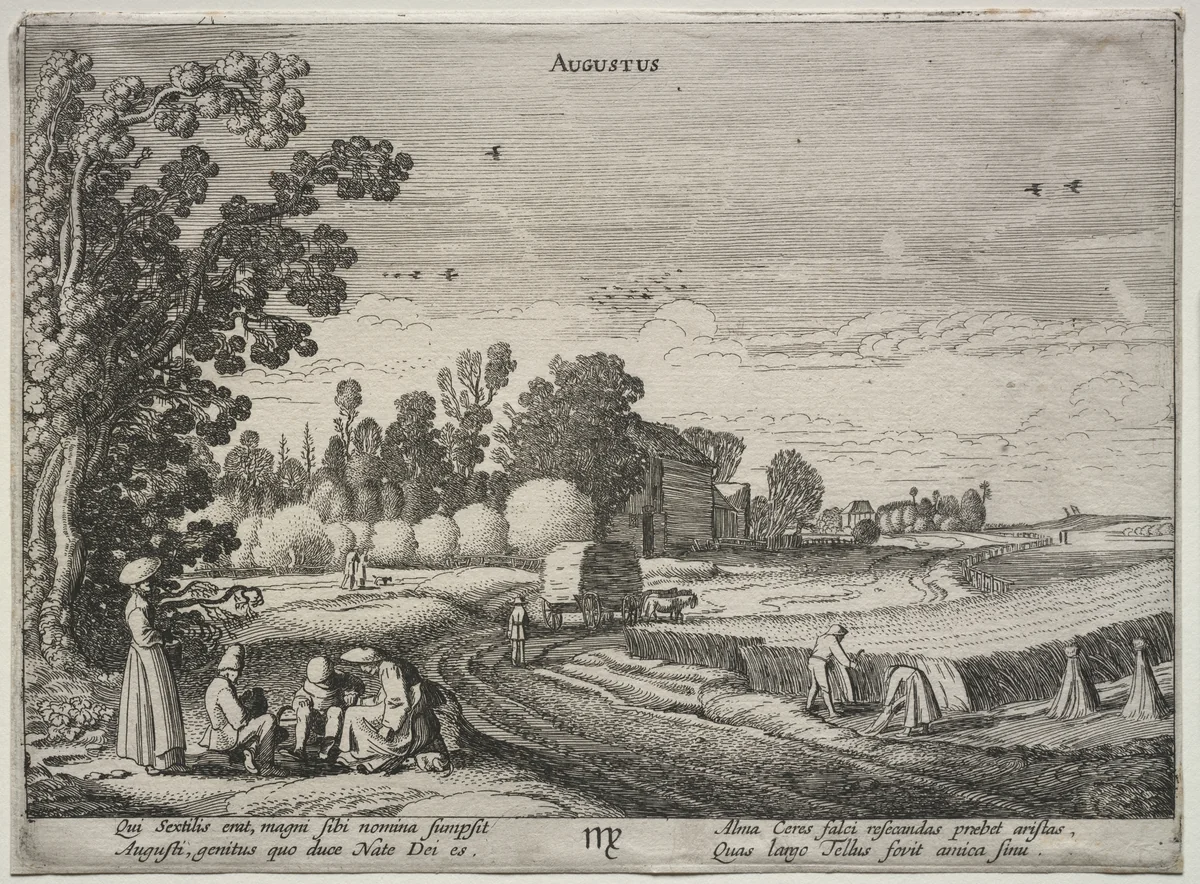 The Twelve Months: August by Jan van de Velde, print, 1608-1618