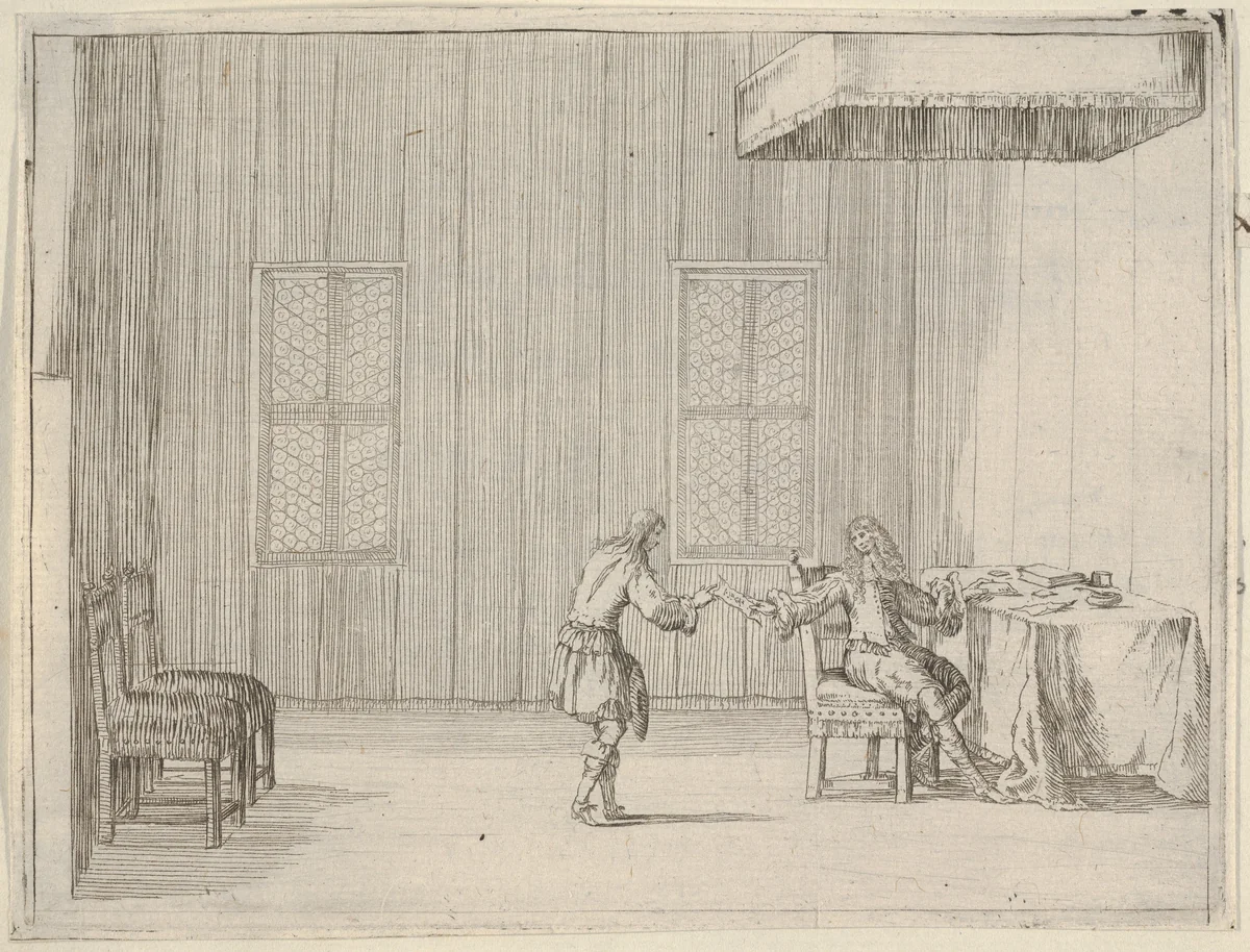 Francesco I d'Este Drafts a Document that Prevents Individuals from Conspiring Against the State, from "L'Idea di un Principe ed Eroe Cristiano in Francesco I d'Este, di Modena e Reggio Duca VIII [...]" by Bartolomeo Fenice, print, 1659