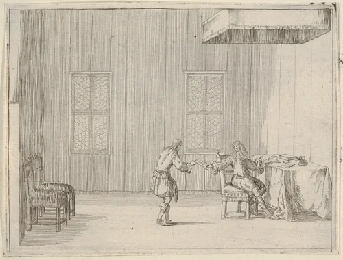 Francesco I d'Este Drafts a Document that Prevents Individuals from Conspiring Against the State, from "L'Idea di un Principe ed Eroe Cristiano in Francesco I d'Este, di Modena e Reggio Duca VIII [...]" by Bartolomeo Fenice, print, 1659