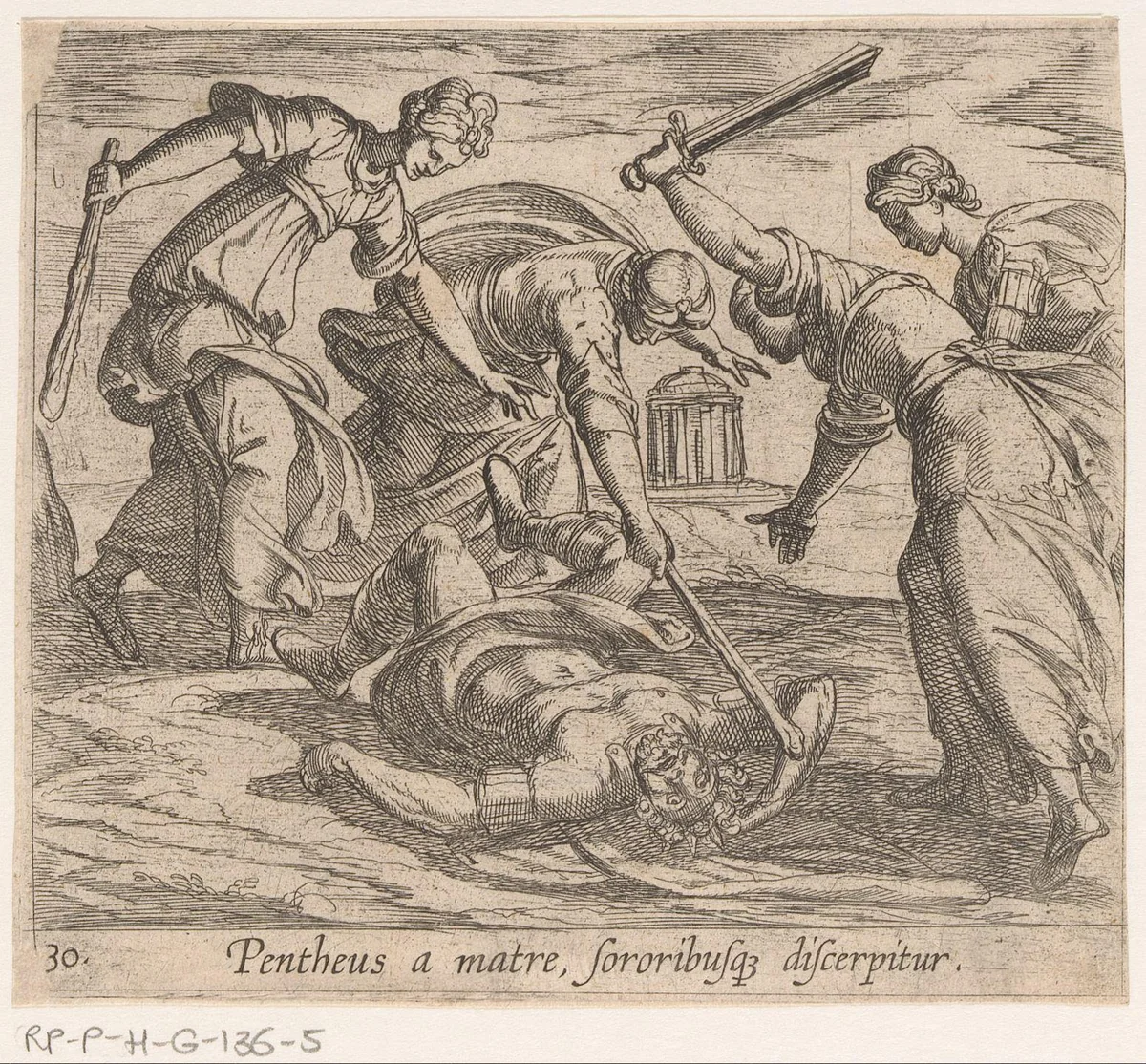 Dood van Pentheus by Antonio Tempesta, print, 1606-1638