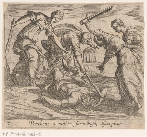 Dood van Pentheus by Antonio Tempesta, print, 1606-1638