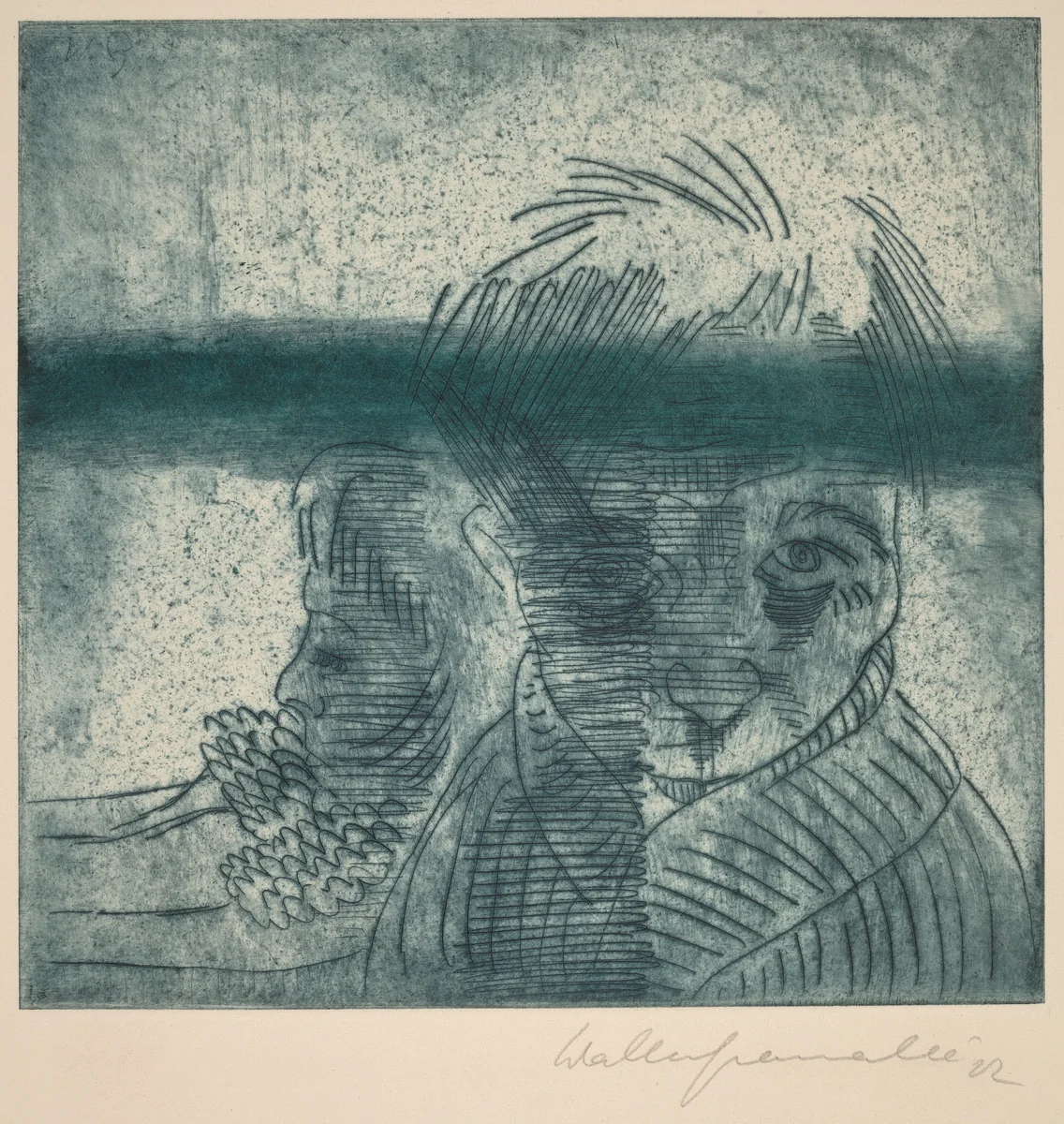The Couple, Self-Portrait with Wife (Das Paar, Selbstporträt mit Frau) by Walter Gramatté, print, 1922