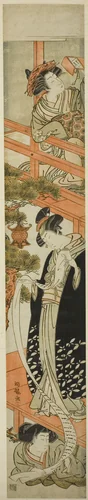 Parody of the Letter-Reading Scene in Chushingura by Isoda Koryusai, print, 1771-1782