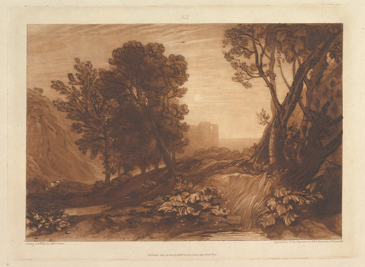 Solitude, or The Reading Magdalen, part XI, plate 53 from "Liber Studiorum" by Joseph Turner, print, 1814