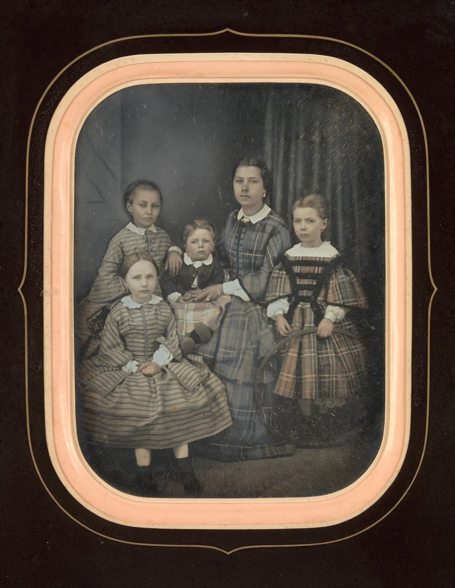 [Woman with Four Children] by Alexandre Bertrand, photograph, 1850-1859