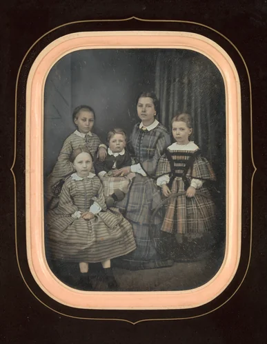 [Woman with Four Children] by Alexandre Bertrand, photograph, 1850-1859