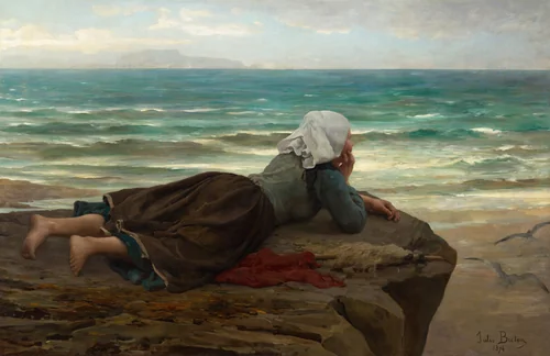 The Cliff (La Falaise) by Jules Breton, painting, 1874