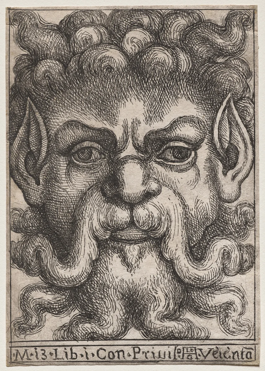 Grotesque Masks: Mask 13, Book I by Aloisio Giovannoli, print, 1605-1615