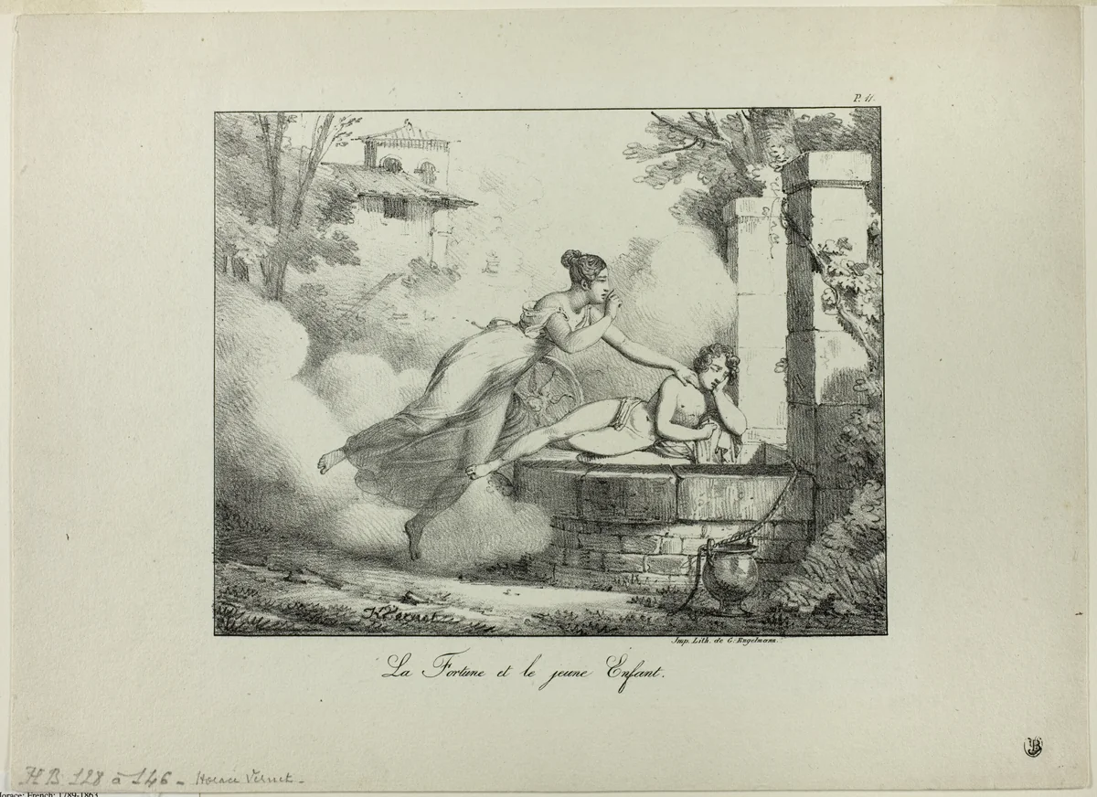 Fortune and the Young Child by Horace Vernet, print, 1818