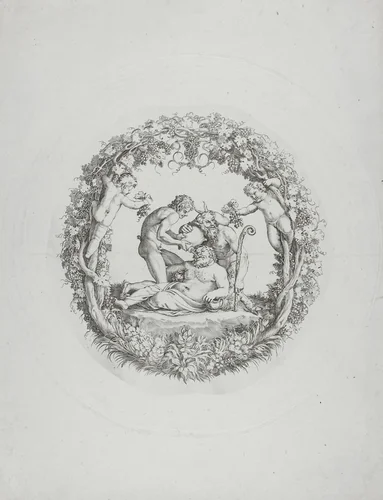 Drunken Silenus (the "Tazza Farnese") by Annibale Carracci, print, 1592-1602