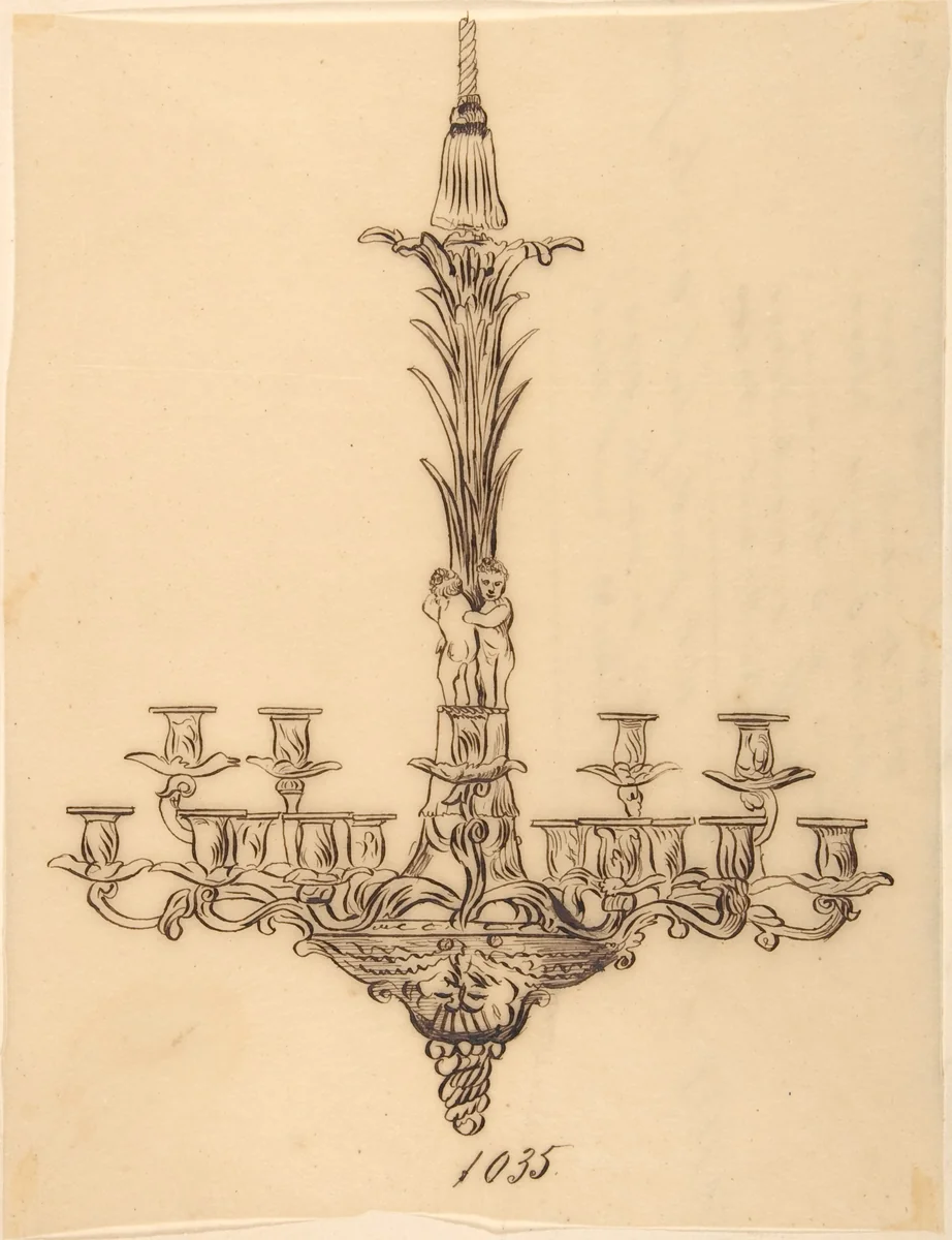 Designs for a Chandelier by anonymous, drawing, 1800-1899
