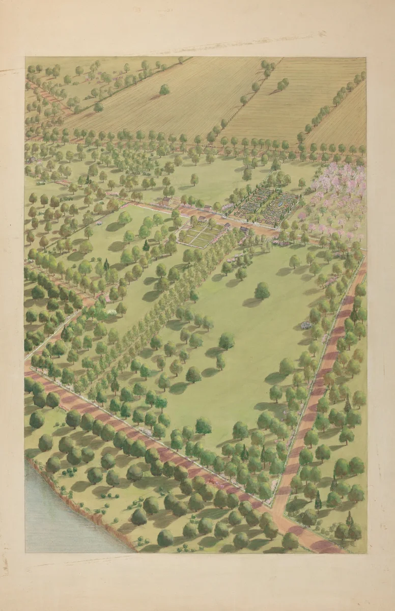 Hudson River Estate by Virginia Richards, index of american design, 1939