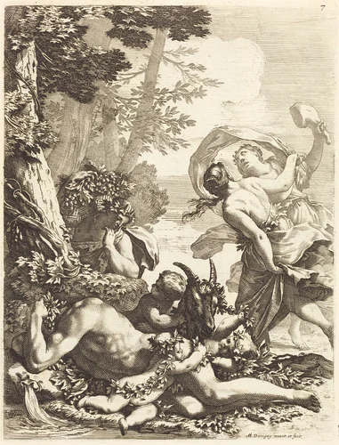 Bacchanal with Sleeping Bacchus by Michel Dorigny, portfolio, 1617-1665