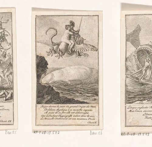 Ruggiero en Angelica, vliegend op Frontin by Daniel Nikolaus Chodowiecki, print, 1771